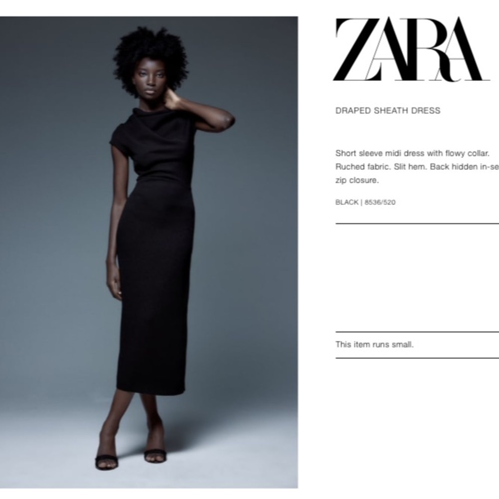 Zara Black Asymmetrical Midi Dress - Picture 4 of 13